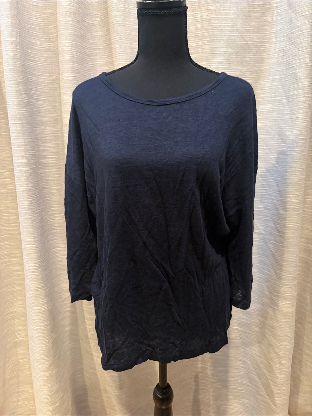 J. Jill Navy Long Sleeve Scoop Neck Top